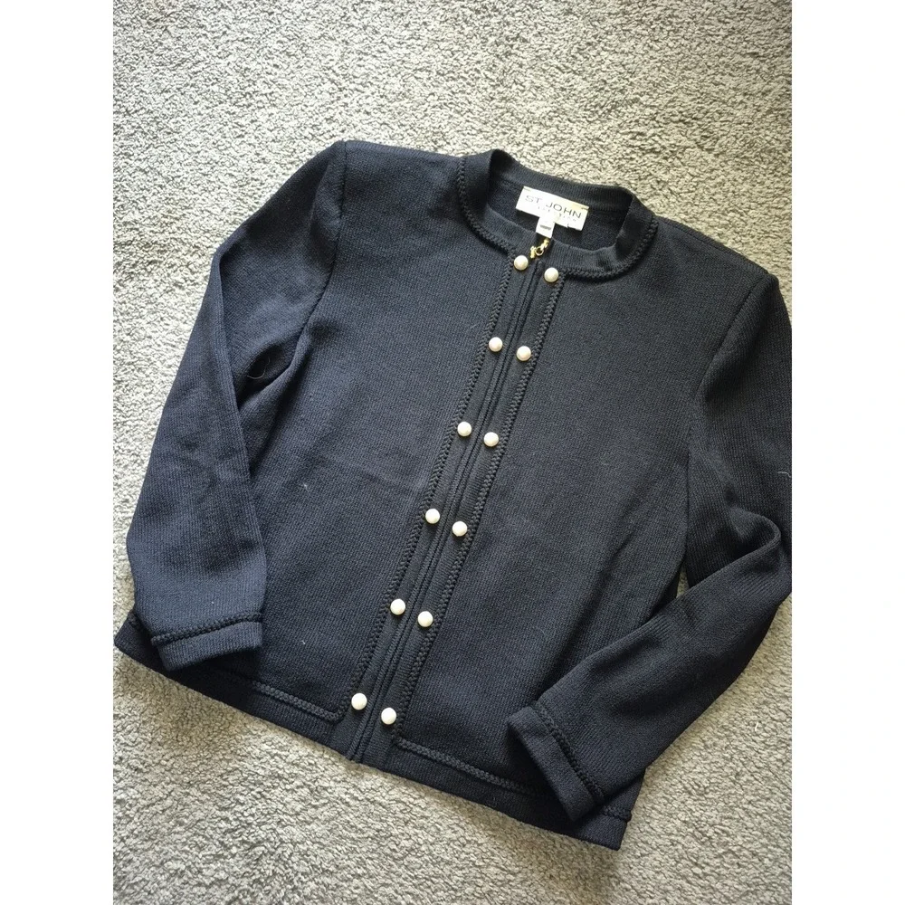 St. John Collection By Marie Gray Wool Black Blazer - Size: 8